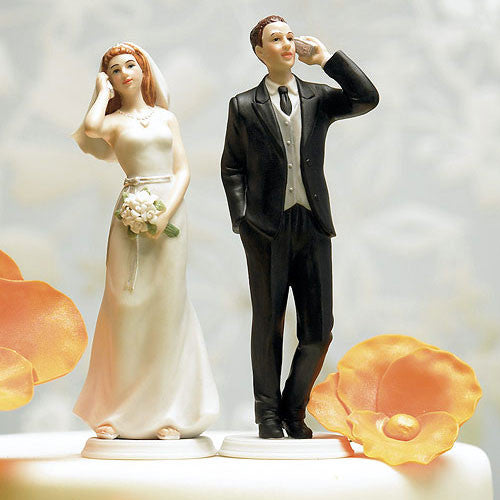 Cell Phone Fanatic Bride and Groom Mix & Match Cake Toppers Cell Phone Fanatic Groom