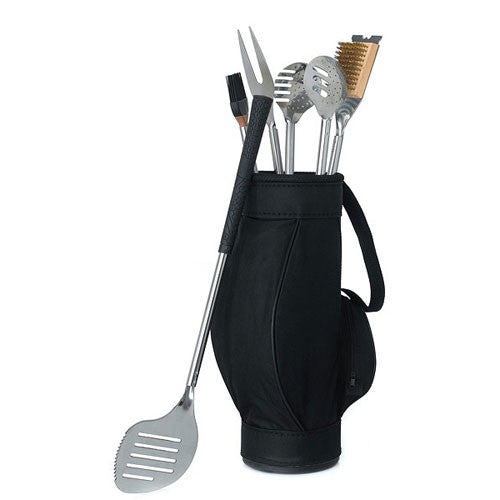 Novelty 5 Piece BBQ Tools in Black Golf Bag and Golf Grips