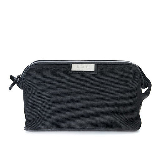 Black Nylon / PVC Shaving Travel Bag