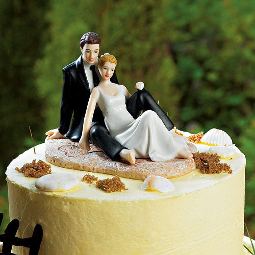 Romantic Wedding Couple Lounging on the Beach Figurine