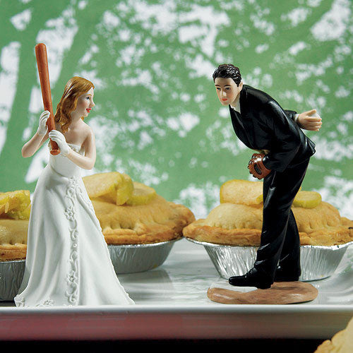 Baseball Wedding Cake Topper - Hit a Home Run Bride at Home Base Ready to "Hit the Home Run"