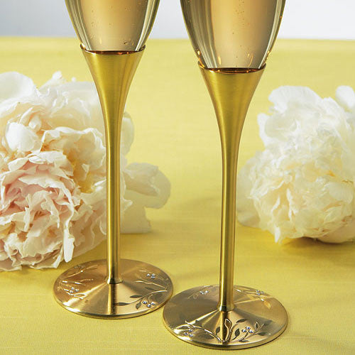 Gold Wedding Champagne Flutes Venice Design