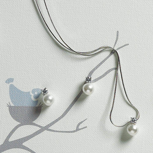 White Pearl with Crystal Jewelry Earrings