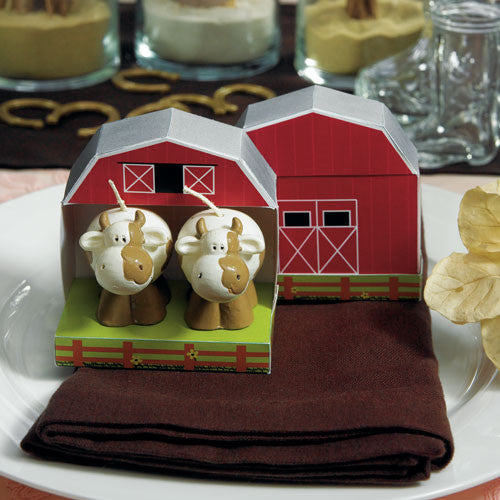 Miniature Cow Candles in Novelty Barn Gift Box