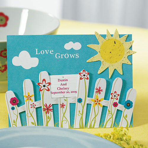Love Grows Picket Fence with Seeded Paper Sun