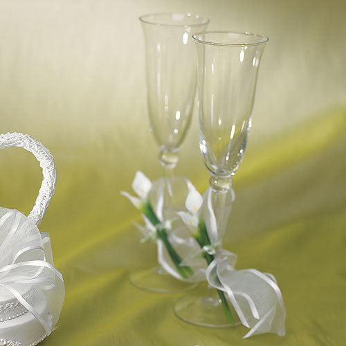 Calla Lily Wedding Champagne Glasses