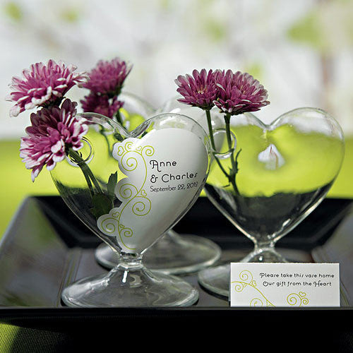 Miniature Clear Blown Glass Heart Vase