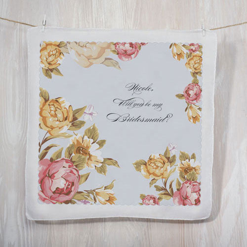 Tea Rose Personalized Handkerchief