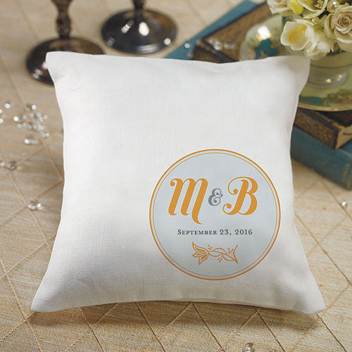Notable Personalized Ring Pillow with Circle Floral Monogram