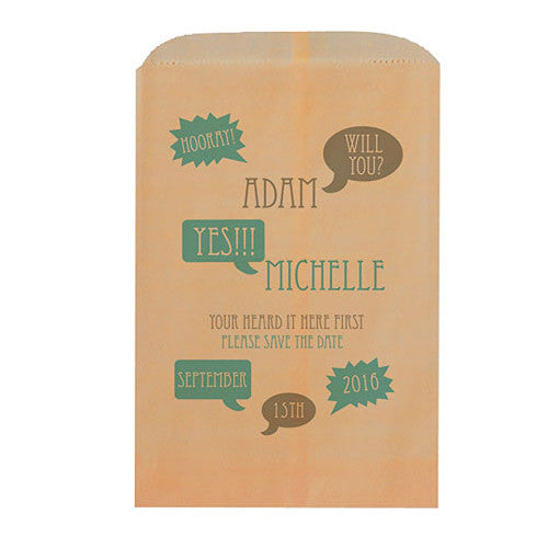 Will You Speech Bubbles Printed Flat Pocket Goodie Bag Natural Bag