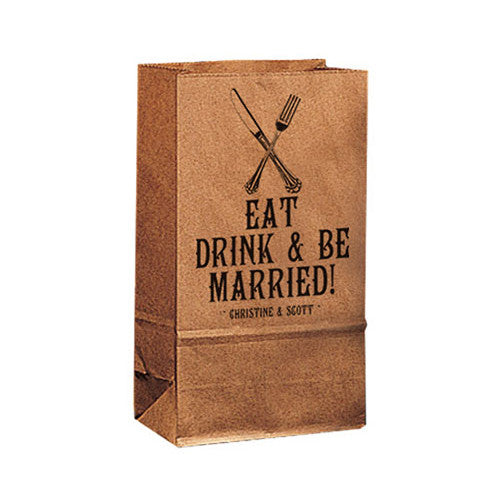 Modern Utensil Self-standing Printed Goodie Bag White Bag