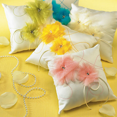 I Do . . . Color Ring Pillow Rose Petal On Champagne