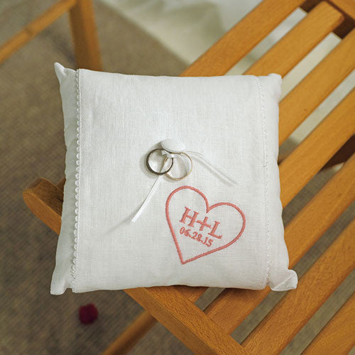 Simply Sweet Personalized Heart Ring Pillow