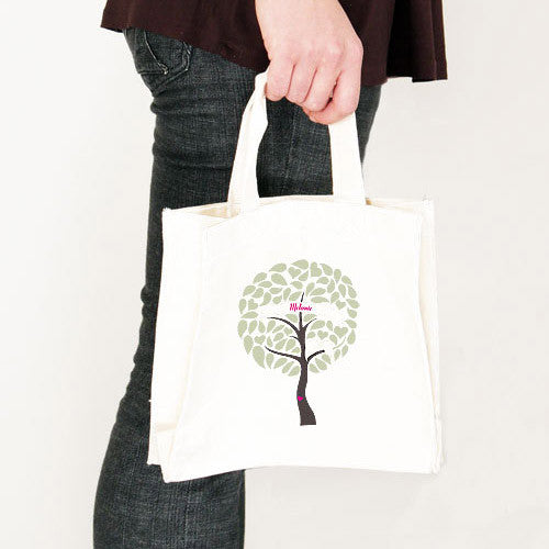 Love Bird Tree Personalized Tote Bag Mini Tote with Gussets W