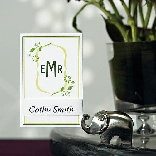 Lucky Elephant Card Holders with Brushed Silver Finish