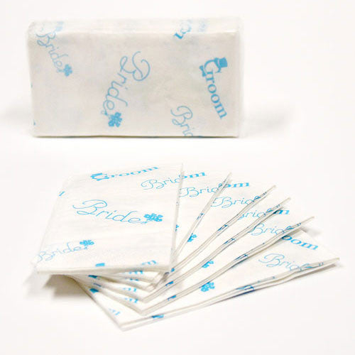 Bride and Groom Wedding Tissues in traditional "Something Blue" Print