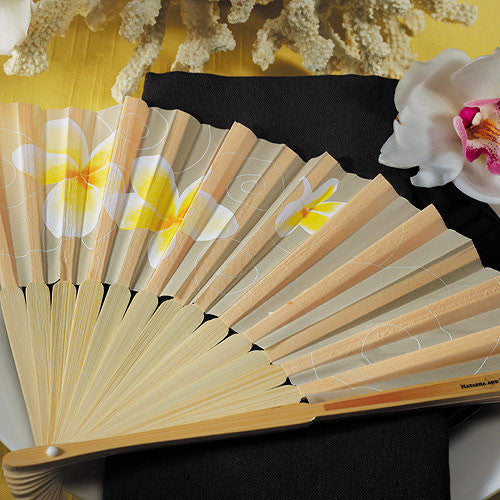 Tropical Fan with Romantic Plumeria Floral Details