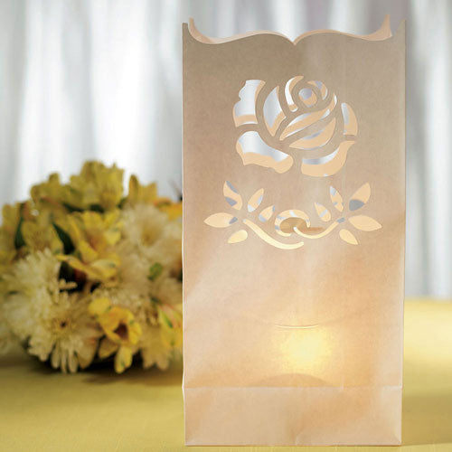Light The Way Paper Bags with Die Cut Rose Pattern