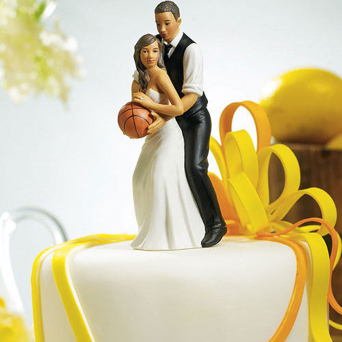 One on One Basketball Bride and Groom Cake Topper Caucasian