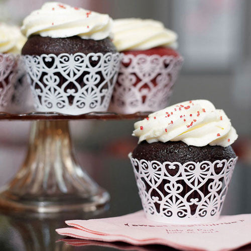 Lace Hearts Filigree Paper Cupcake Wrappers La