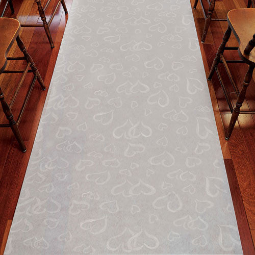 Aisle Runner - White With All Over Heart Design