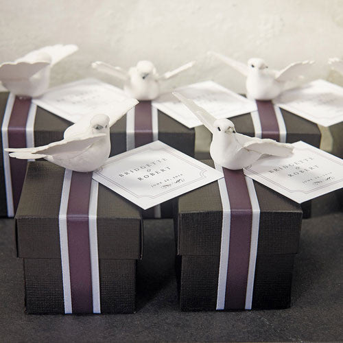 Miniature White Wedding Doves in Flight