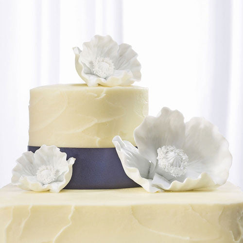 White Porcelain Bisque Poppy Blooms Cake Topper