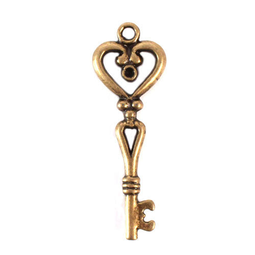 Antique Key Charm Style 2 - Heart Shape